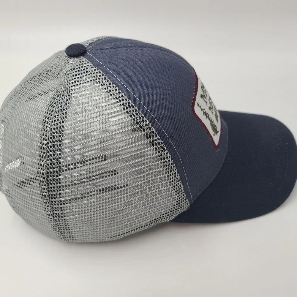 Marmot Moutain Hat Snapback Trucker Mesh Blue Gray Est 1974 Patch Hiking Men